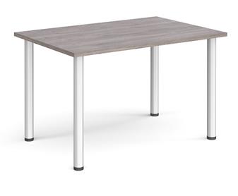 Rectangular Radial Leg Table - Grey Oak Top/Silver Leg thumbnail