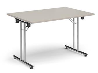 Folding Table - Rectangular Chrome Frame Light Grey Top thumbnail