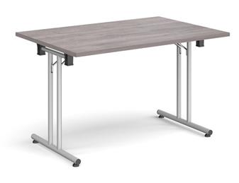 Folding Table - Rectangular Silver Frame Grey Oak Top thumbnail