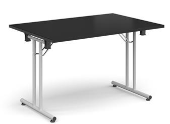 Folding Table - Rectangular White Frame Black Top thumbnail