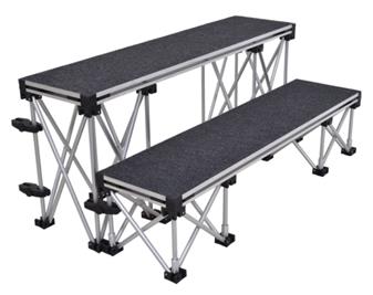 Two Steps For A 630mm High Stage - Comprised Of A 2m x 0.52m Riser 200mm High & A 2m x 0.52m Riser 400mm High, With Riser Clamps Added thumbnail