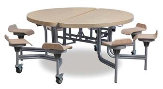 Round Mobile Folding Table Moderno Oak Top Oak Seats thumbnail