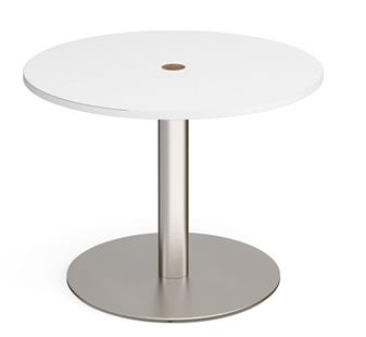 Eternal Boardroom Table With Cutout for Integrated Power - White thumbnail