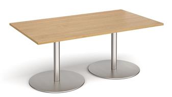Eternal Rectangular Table - Oak Top & Brushed Steel Base thumbnail