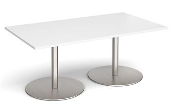 Eternal Rectangular Table - White Top & Brushed Steel Base thumbnail