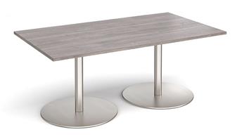 Eternal Rectangular Table - Grey Oak Top & Brushed Steel Base thumbnail