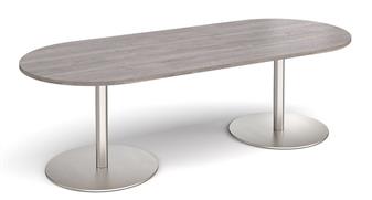 Eternal Oval Table - Grey Oak Top & Brushed Steel Base thumbnail