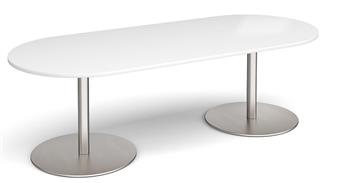 Eternal Oval Table - White Top & Brushed Steel Base thumbnail