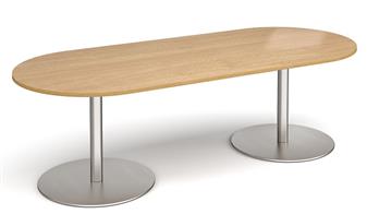 Eternal Oval Table - Oak Top & Brushed Steel Base thumbnail