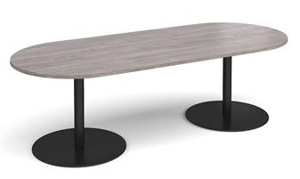 Eternal Oval Table - Grey Oak Top & Black Base thumbnail
