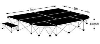 Ultralight Medium 4m x 3m Apron Stage Pack - Black Vinyl Flooring thumbnail