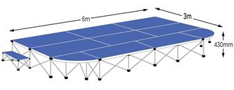 Ultralight Large 6m x 3m Apron Stage Pack - Sapphire Blue Carpet thumbnail