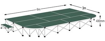 Ultralight Large 6m x 3m Apron Stage Pack - Moss Green Carpet thumbnail