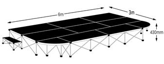 Ultralight Large 6m x 3m Apron Stage Pack - Black Vinyl Flooring thumbnail