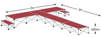 6m T-Shape Catwalk Stage Pack - Chianti Red Carpet thumbnail