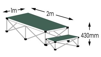 Ultralight 2m x 1m Podium Stage - Moss Green Carpet thumbnail