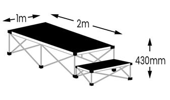 Ultralight 2m x 1m Podium Stage - Black Vinyl Flooring thumbnail