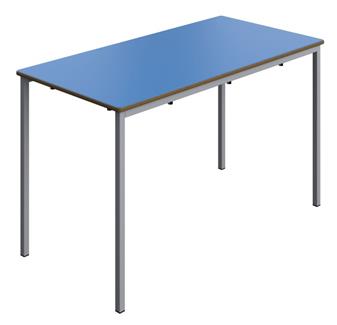 Welded MDF Classroom Table - 1200 x 600 - Blue Top & Grey Legs thumbnail