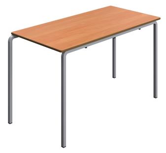 Quick Delivery Crush Bent MDF Classroom Table - 1200 x 600 - Beech Top & Grey Legs thumbnail