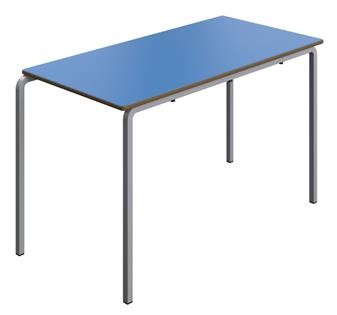 Quick Delivery Crush Bent MDF Classroom Table - 1200 x 600 - Blue Top & Grey Legs thumbnail