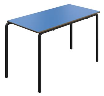 Quick Delivery Crush Bent MDF Classroom Table - 1200 x 600 - Blue Top & Black Legs thumbnail