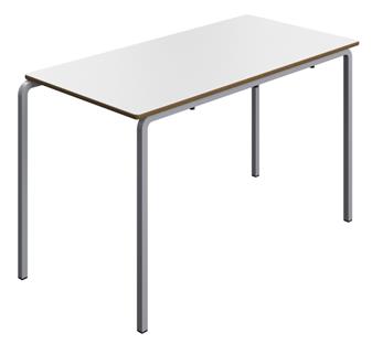 Quick Delivery Crush Bent MDF Classroom Table - 1200 x 600 - White Top & Grey Legs thumbnail