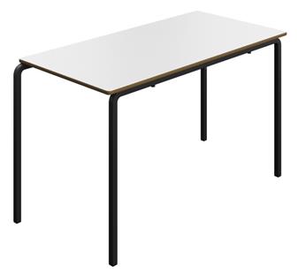 Quick Delivery Crush Bent MDF Classroom Table - 1200 x 600 - White Top & Black Legs thumbnail