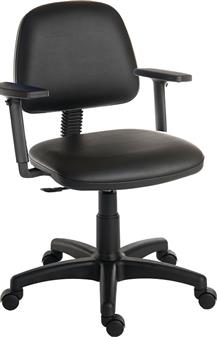 Ergo Medium Back Operator Chair Black PU + Adjustable Arms thumbnail