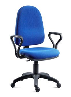 Ergo High Back Operator Chair - Blue Fabric + Fixed Arms thumbnail