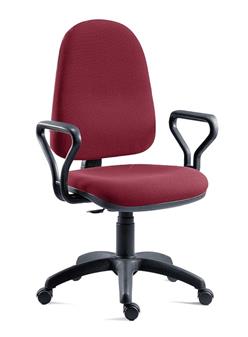 Ergo High Back Operator Chair - Burgundy Fabric + Fixed Arms thumbnail