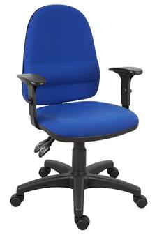 Ergo Twin Lever High Back Operator Chair - Blue Fabric + Adjustable Arms thumbnail