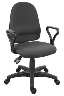 Ergo Twin Lever High Back Operator Chair - Black Fabric + Fixed Arms thumbnail