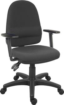 Ergo Twin Lever High Back Operator Chair - Black Fabric + Adjustable Arms thumbnail