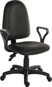 Ergo Twin Lever High Back Operator Chair - Black PU + Fixed Arms thumbnail