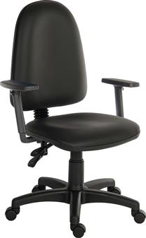 Ergo Twin Lever High Back Operator Chair - Black PU + Adjustable Arms thumbnail