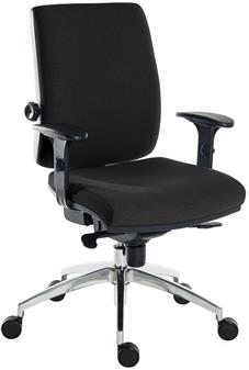 Ergo Plus 24 Hour Ergonomic Operator Chair - Black Fabric + Adjustable Arms + Alumium Base thumbnail