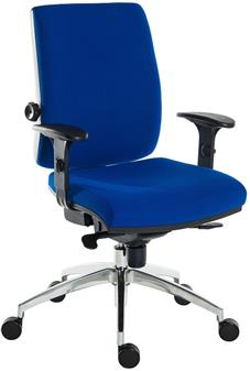 Ergo Plus 24 Hour Ergonomic Operator Chair - Blue Fabric + Adjustable Arms + Alumium Base thumbnail