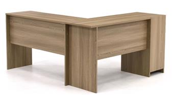 Oak L-Shaped Desk - Back View Finish thumbnail