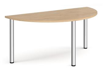 Semi Circle Radial Tables - Kendal Oak Top/Chrome Leg thumbnail