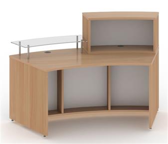 Curved Reception Desk - Beech & White - Inside View thumbnail