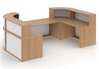 U-Shaped Reception Desk - Beech & White - Inside View thumbnail