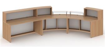 Extra Large Curved Reception Desk - Beech & White - Inside View thumbnail