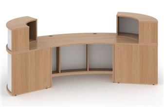 Large Curved Reception Desk - Beech & White - Inside View thumbnail