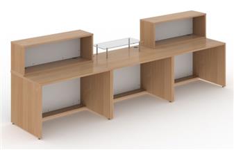 Large Straight Reception Desk - Beech & White - Inside View thumbnail