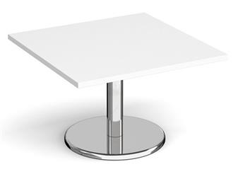 Chrome Round Base Coffee Table - Square - White thumbnail