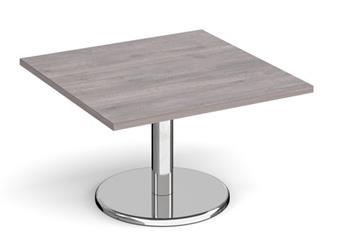 Chrome Round Base Coffee Table - Square - Grey Oak thumbnail