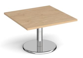 Chrome Round Base Coffee Table - Square - Kendal Oak thumbnail