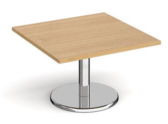 Chrome Round Base Coffee Table - Square - Oak thumbnail