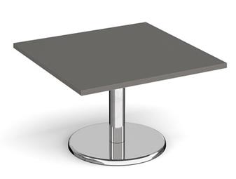 Chrome Round Base Coffee Table - Square - Onxy Grey thumbnail