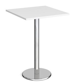 Chrome Round Base Cafe/Bistro Tables - Tall Square - White thumbnail